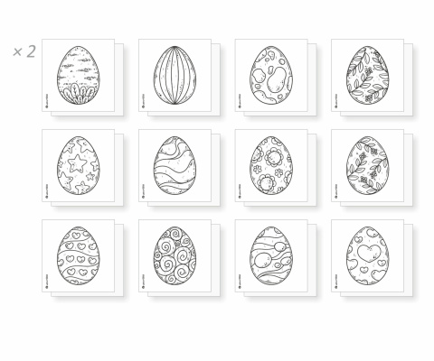 Kolorowanki – WIELKANOC – Pisanki – 24 szt. – W04 Kolorowanki – WIELKANOC – Pisanki – 24 szt. – W04